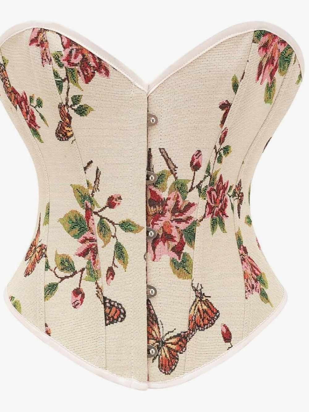Corset Top Floral Overbust Bustier Lace Up Boned Renaissance Waist Trainer